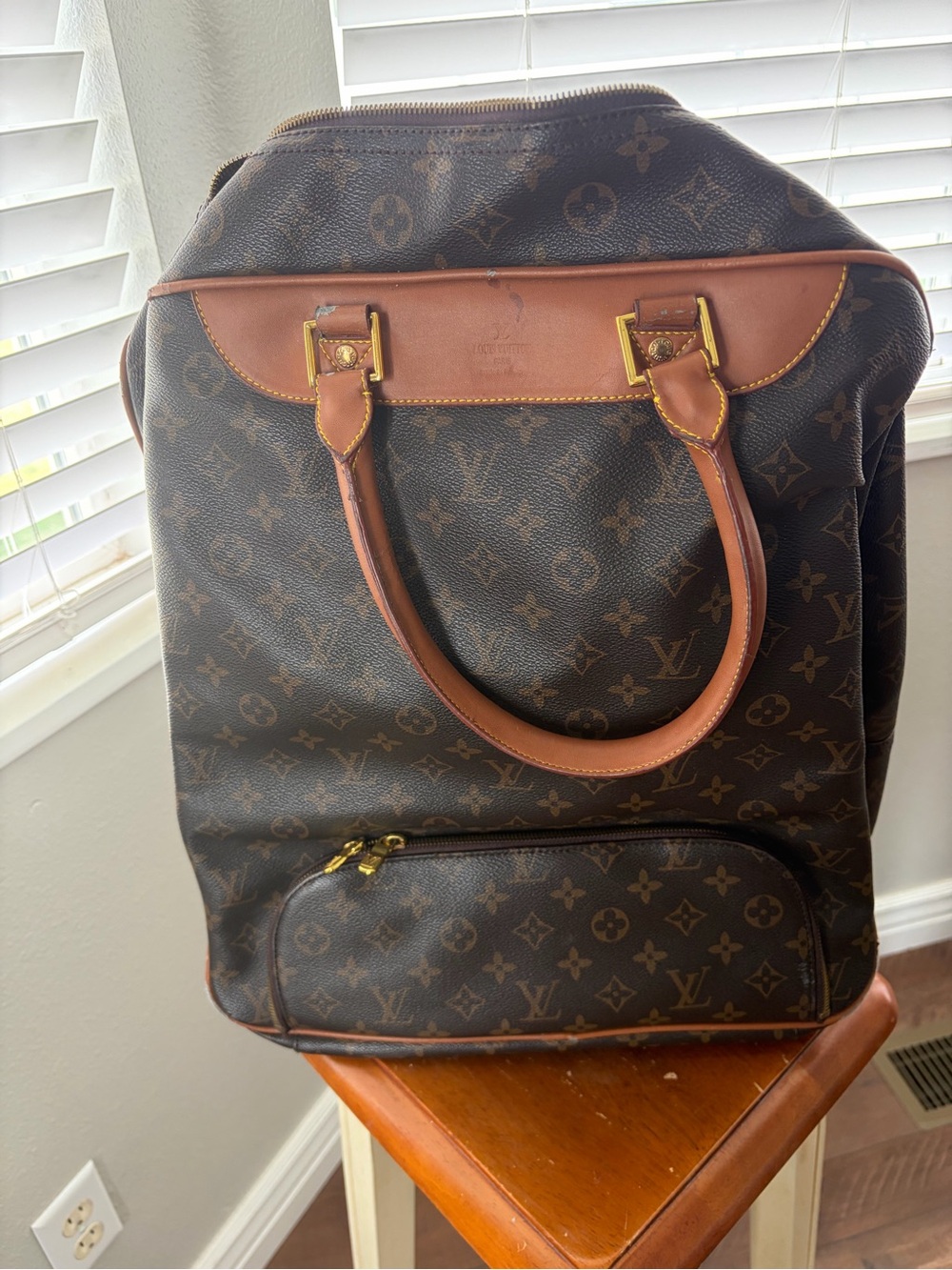 Louis Vuitton Brown Monogram Canvas bag Travel bag Leather Evasion M41443